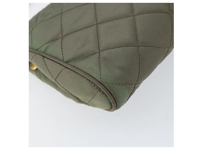 PRADA Borsa a Spalla con Catena Nylon Kaki Oro Auth 153389 D'oro Cachi - vista 16