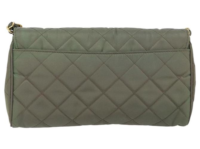 PRADA Borsa a Spalla con Catena Nylon Kaki Oro Auth 153389 D'oro Cachi - vista 2