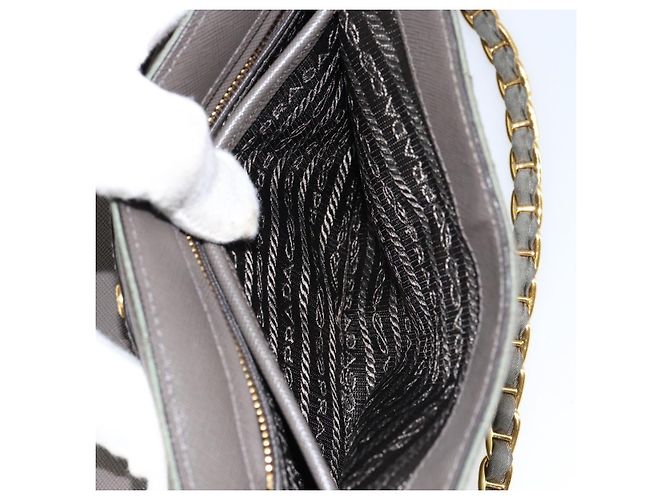 PRADA Borsa a Spalla con Catena Nylon Kaki Oro Auth 153389 D'oro Cachi - vista 23