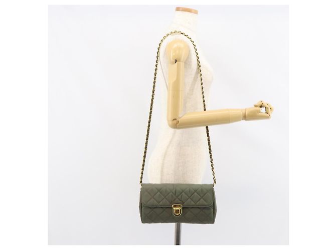 PRADA Borsa a Spalla con Catena Nylon Kaki Oro Auth 153389 D'oro Cachi - vista 24