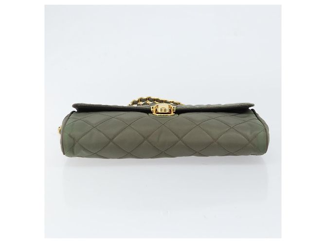 PRADA Borsa a Spalla con Catena Nylon Kaki Oro Auth 153389 D'oro Cachi - vista 5