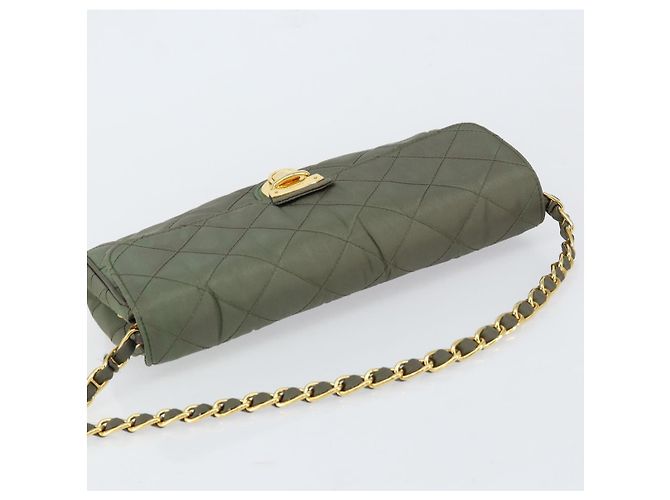PRADA Borsa a Spalla con Catena Nylon Kaki Oro Auth 153389 D'oro Cachi - vista 6