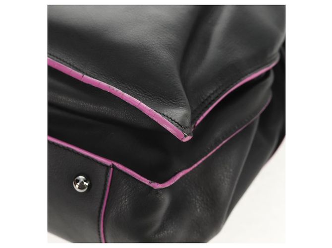 LOEWE Borsa a Mano Flamenco Pelle Nera Argento Auth mr1535 Nero - vista 18