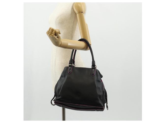 LOEWE Borsa a Mano Flamenco Pelle Nera Argento Auth mr1535 Nero - vista 26