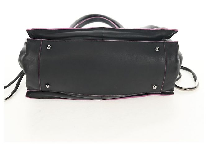 LOEWE Borsa a Mano Flamenco Pelle Nera Argento Auth mr1535 Nero - vista 6