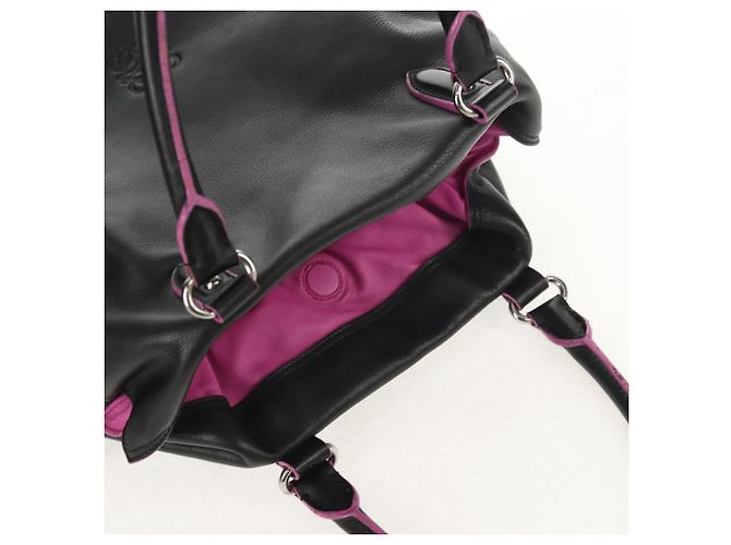 LOEWE Borsa a Mano Flamenco Pelle Nera Argento Auth mr1535 Nero - vista 7
