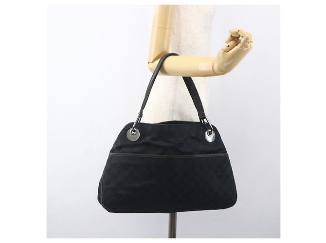 GUCCI GG Canvas Tote Bag Schwarz Silber 121023 Auth 156903 - Ansicht 22