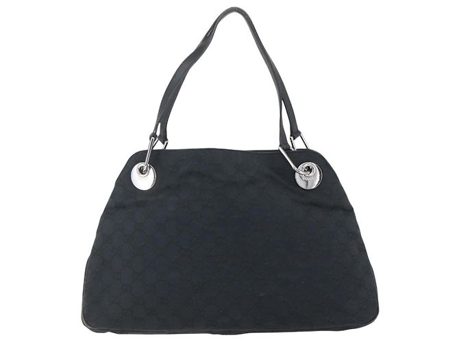 GUCCI GG Canvas Tote Bag Schwarz Silber 121023 Auth 156903 - Ansicht 3