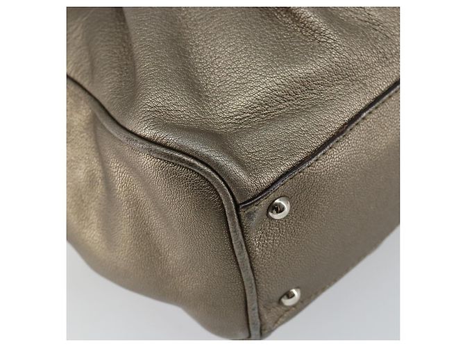 Borsa Tote Gancini in pelle Salvatore Ferragamo oro argento Auth BA6588 D'oro - vista 14