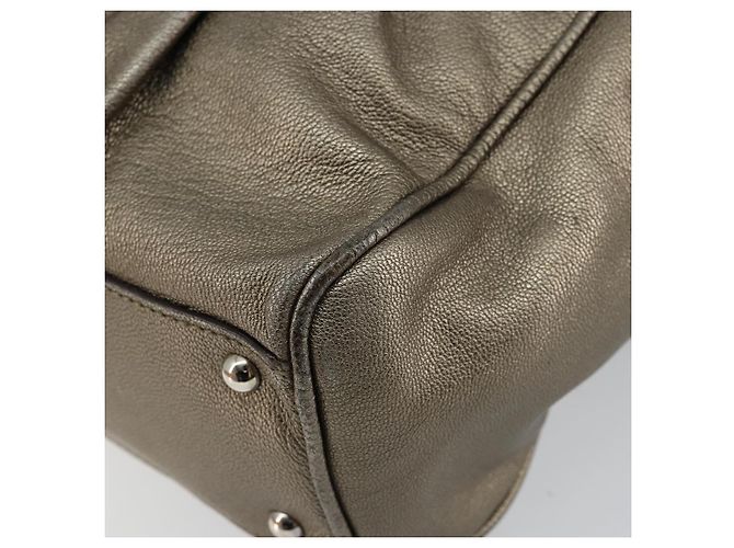 Borsa Tote Gancini in pelle Salvatore Ferragamo oro argento Auth BA6588 D'oro - vista 15