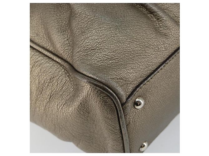 Borsa Tote Gancini in pelle Salvatore Ferragamo oro argento Auth BA6588 D'oro - vista 16