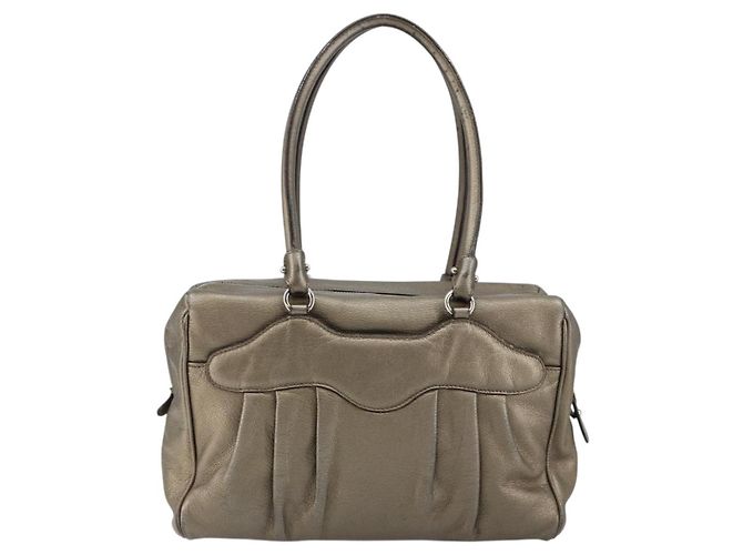 Borsa Tote Gancini in pelle Salvatore Ferragamo oro argento Auth BA6588 D'oro - vista 2