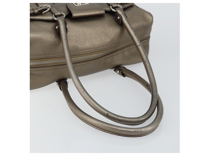 Borsa Tote Gancini in pelle Salvatore Ferragamo oro argento Auth BA6588 D'oro - vista 7