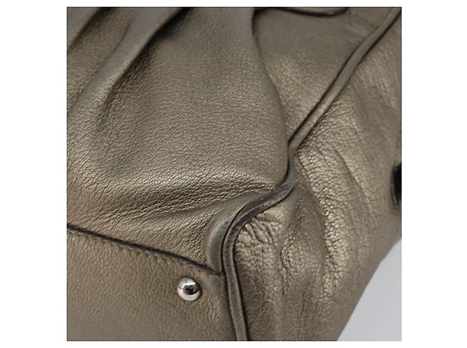 Borsa Tote Gancini in pelle Salvatore Ferragamo oro argento Auth BA6588 D'oro - vista 9