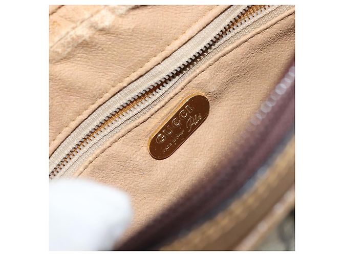Borsa a Spalla GUCCI GG Plus Supreme PVC Beige Oro Auth bs31626 D'oro - vista 16