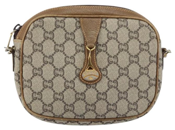 Borsa a Spalla GUCCI GG Plus Supreme PVC Beige Oro Auth bs31626 D'oro - vista 2