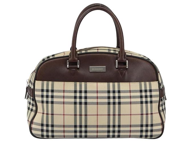 Burberry Borsa Tote Nova Check in nylon beige e argento Auth BA8239 - vista 13