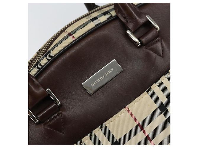 Burberry Borsa Tote Nova Check in nylon beige e argento Auth BA8239 - vista 17