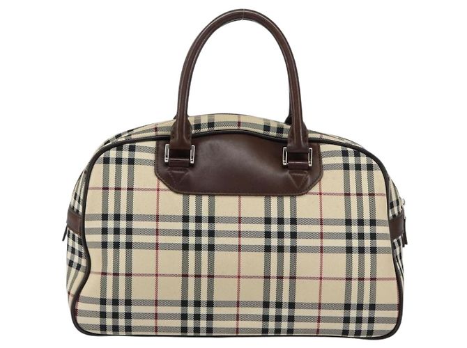 Burberry Borsa Tote Nova Check in nylon beige e argento Auth BA8239 - vista 2