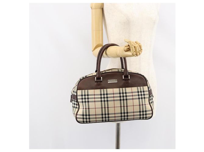 Burberry Borsa Tote Nova Check in nylon beige e argento Auth BA8239 - vista 22