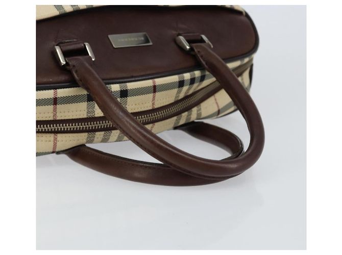 Burberry Borsa Tote Nova Check in nylon beige e argento Auth BA8239 - vista 7
