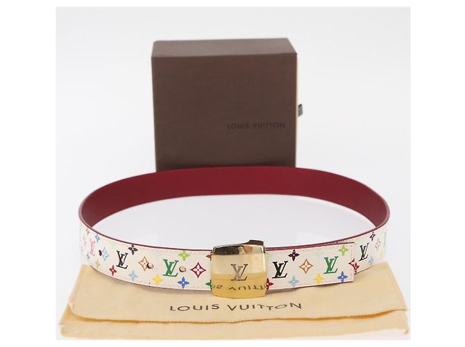 LOUIS VUITTON Multicolor LV Cut Gürtel Weiß M9682W Authentisch LV 156683V - Ansicht 11