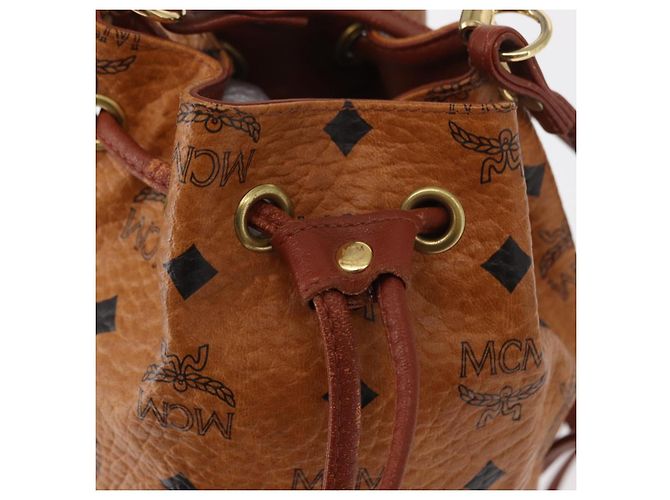 Borsa a Spalla MCM Logogram Vicetos in Pelle PVC Marrone Oro Auth BA8641 D'oro - vista 14