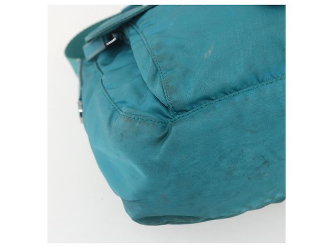 Borsa a Spalla PRADA in Nylon Blu Turchese Argento Autentica 156016 - vista 11