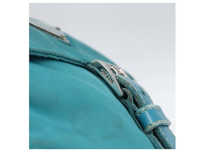 Borsa a Spalla PRADA in Nylon Blu Turchese Argento Autentica 156016 - vista 14