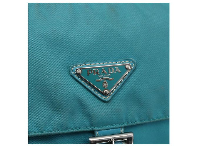Borsa a Spalla PRADA in Nylon Blu Turchese Argento Autentica 156016 - vista 15