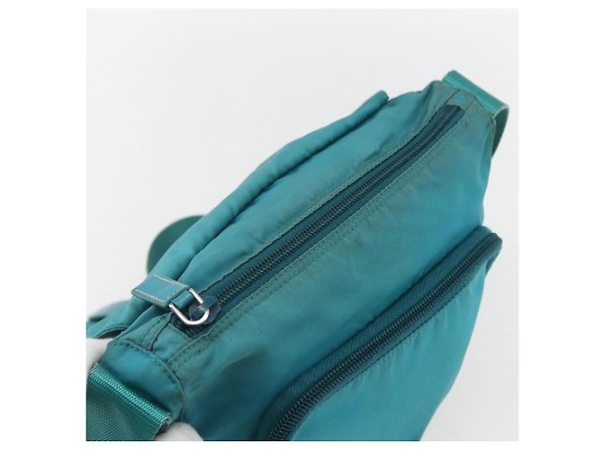 Borsa a Spalla PRADA in Nylon Blu Turchese Argento Autentica 156016 - vista 17