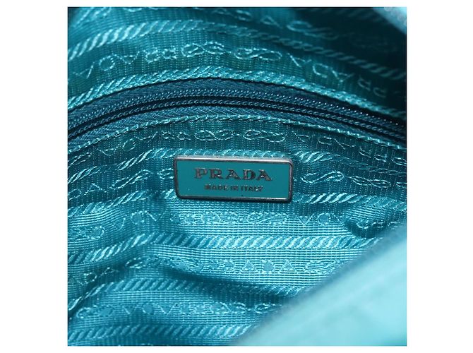 Borsa a Spalla PRADA in Nylon Blu Turchese Argento Autentica 156016 - vista 18
