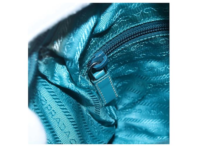 Borsa a Spalla PRADA in Nylon Blu Turchese Argento Autentica 156016 - vista 19