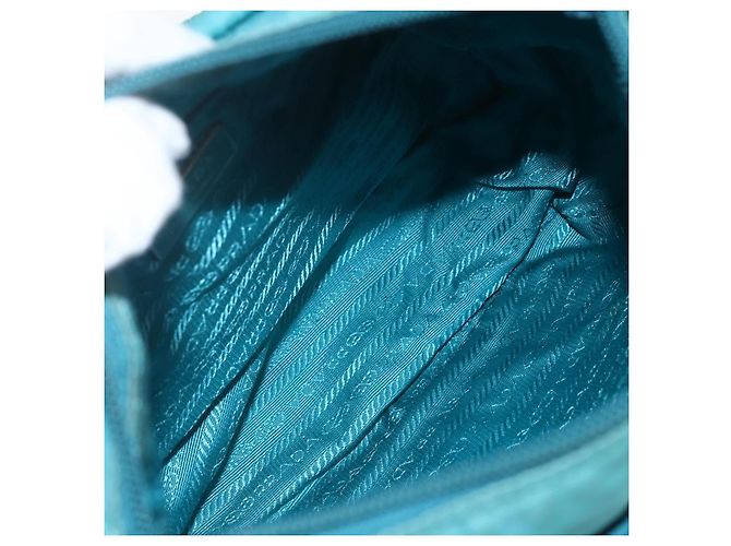 Borsa a Spalla PRADA in Nylon Blu Turchese Argento Autentica 156016 - vista 20