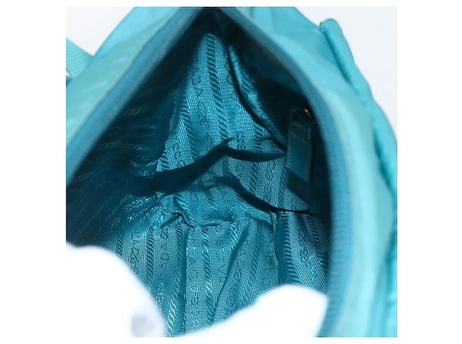 Borsa a Spalla PRADA in Nylon Blu Turchese Argento Autentica 156016 - vista 22
