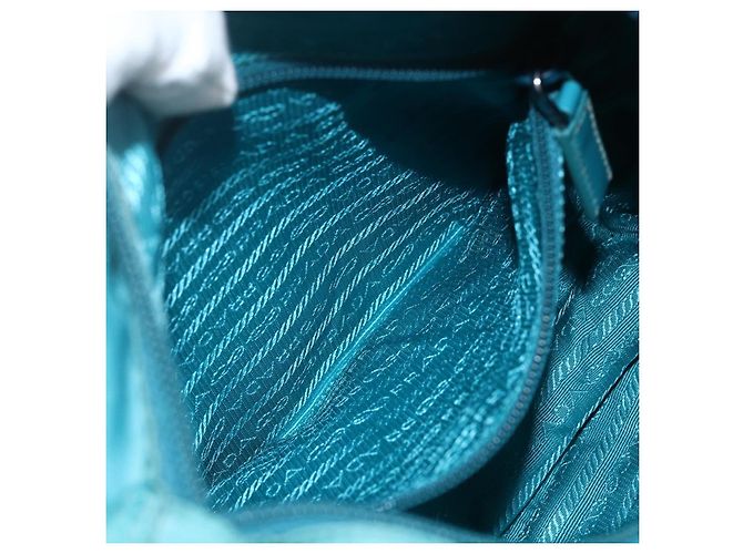 Borsa a Spalla PRADA in Nylon Blu Turchese Argento Autentica 156016 - vista 23