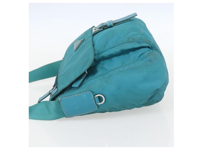 Borsa a Spalla PRADA in Nylon Blu Turchese Argento Autentica 156016 - vista 4