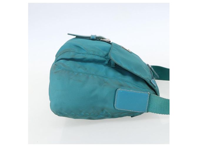 Borsa a Spalla PRADA in Nylon Blu Turchese Argento Autentica 156016 - vista 5