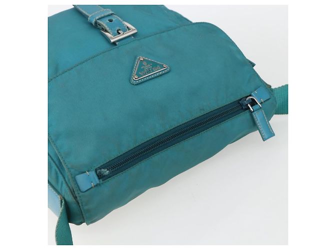 Borsa a Spalla PRADA in Nylon Blu Turchese Argento Autentica 156016 - vista 6