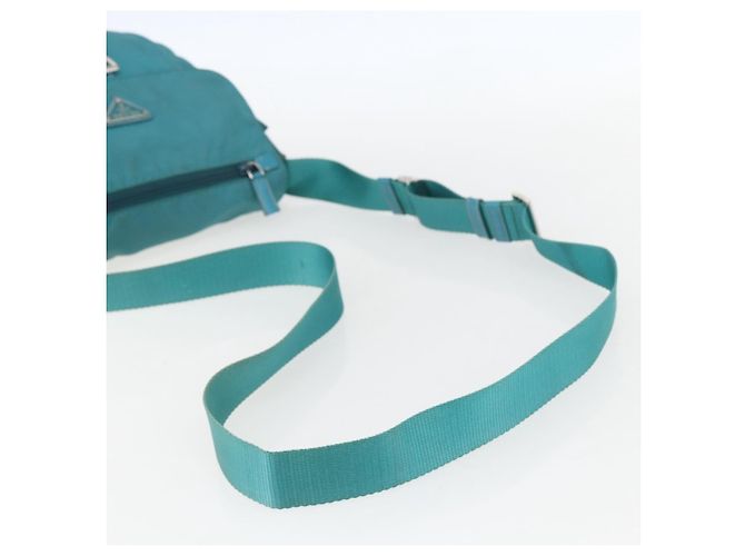 Borsa a Spalla PRADA in Nylon Blu Turchese Argento Autentica 156016 - vista 7