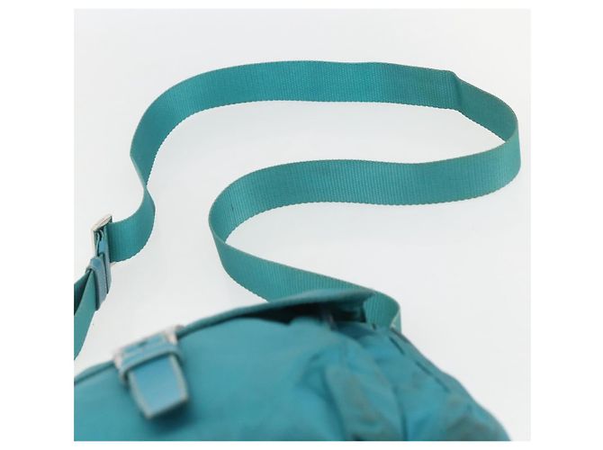 Borsa a Spalla PRADA in Nylon Blu Turchese Argento Autentica 156016 - vista 8