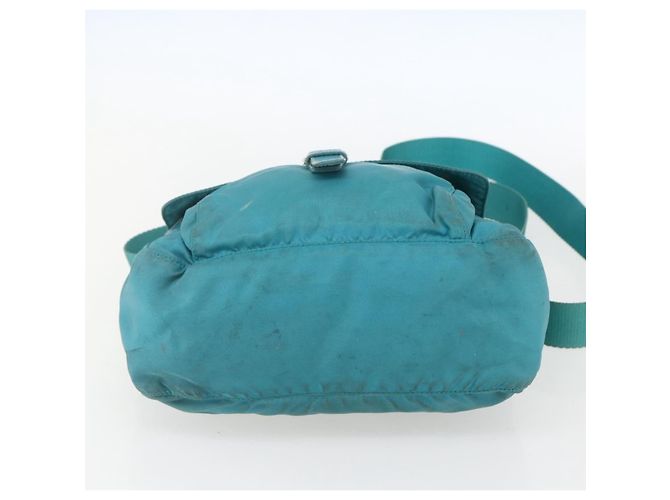 Borsa a Spalla PRADA in Nylon Blu Turchese Argento Autentica 156016 - vista 9