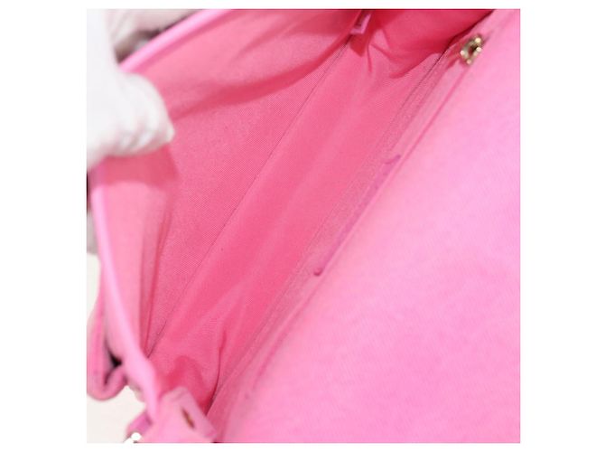 CHANEL Borsa a Spalla Matelassé in Tela Rosa Oro CC Auth 142990V D'oro - vista 10