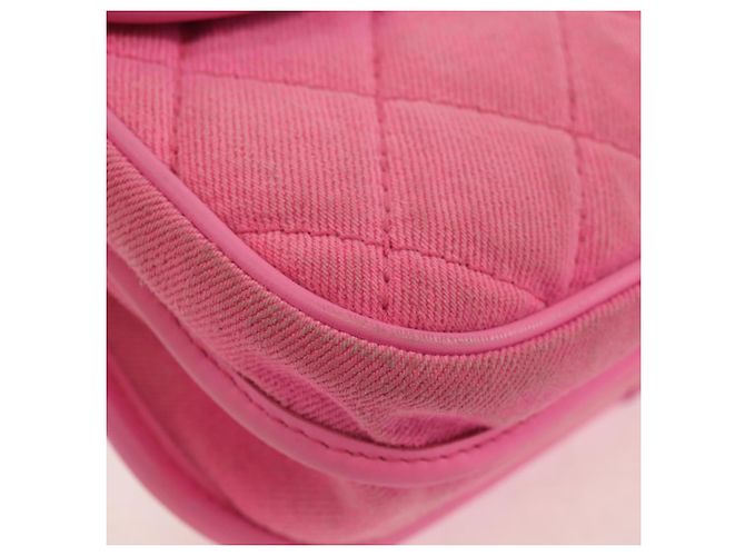 CHANEL Borsa a Spalla Matelassé in Tela Rosa Oro CC Auth 142990V D'oro - vista 16