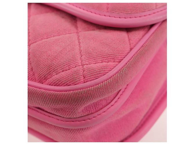 CHANEL Borsa a Spalla Matelassé in Tela Rosa Oro CC Auth 142990V D'oro - vista 17
