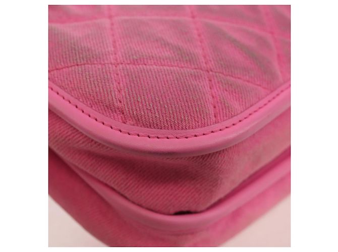 CHANEL Borsa a Spalla Matelassé in Tela Rosa Oro CC Auth 142990V D'oro - vista 18