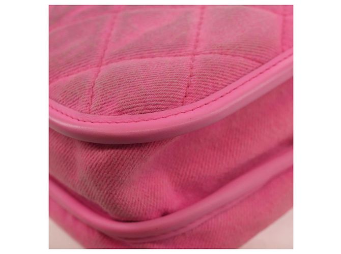 CHANEL Borsa a Spalla Matelassé in Tela Rosa Oro CC Auth 142990V D'oro - vista 19