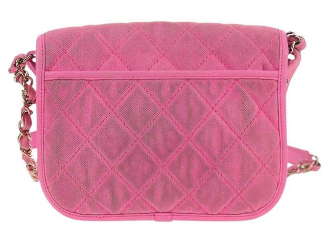 CHANEL Borsa a Spalla Matelassé in Tela Rosa Oro CC Auth 142990V D'oro - vista 2