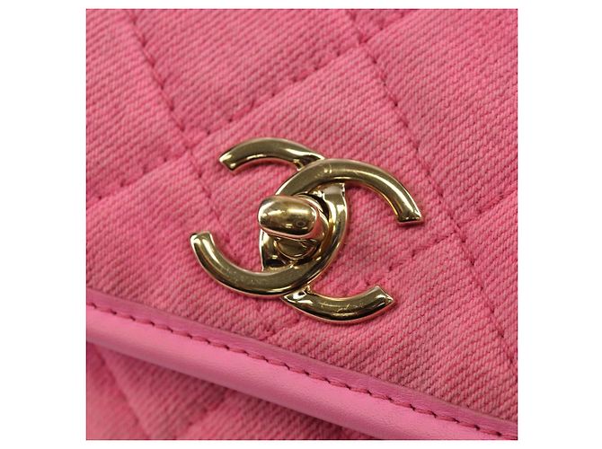 CHANEL Borsa a Spalla Matelassé in Tela Rosa Oro CC Auth 142990V D'oro - vista 20