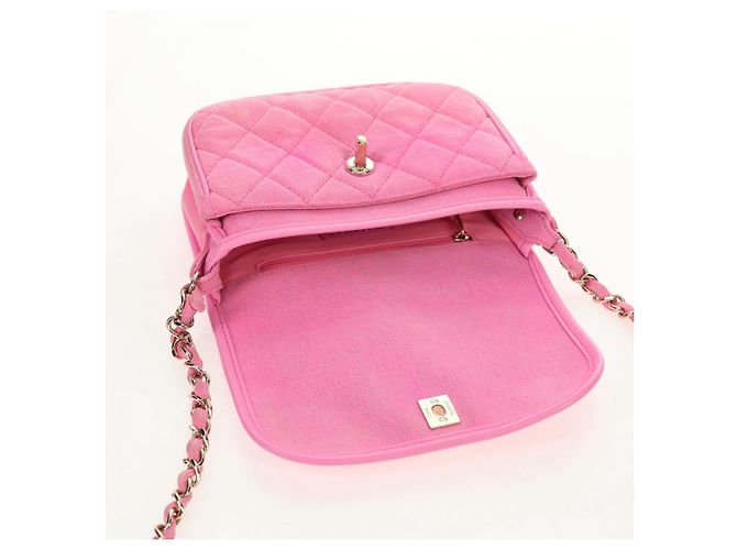 CHANEL Borsa a Spalla Matelassé in Tela Rosa Oro CC Auth 142990V D'oro - vista 21